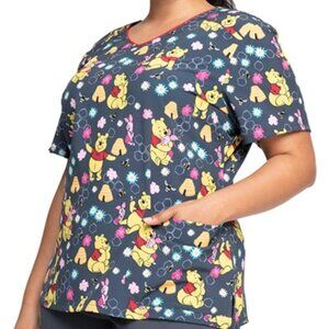 Winnie The Pooh Cherokee Tooniforms Disney V Neck Scrub Top TF659 PHKN Size XS